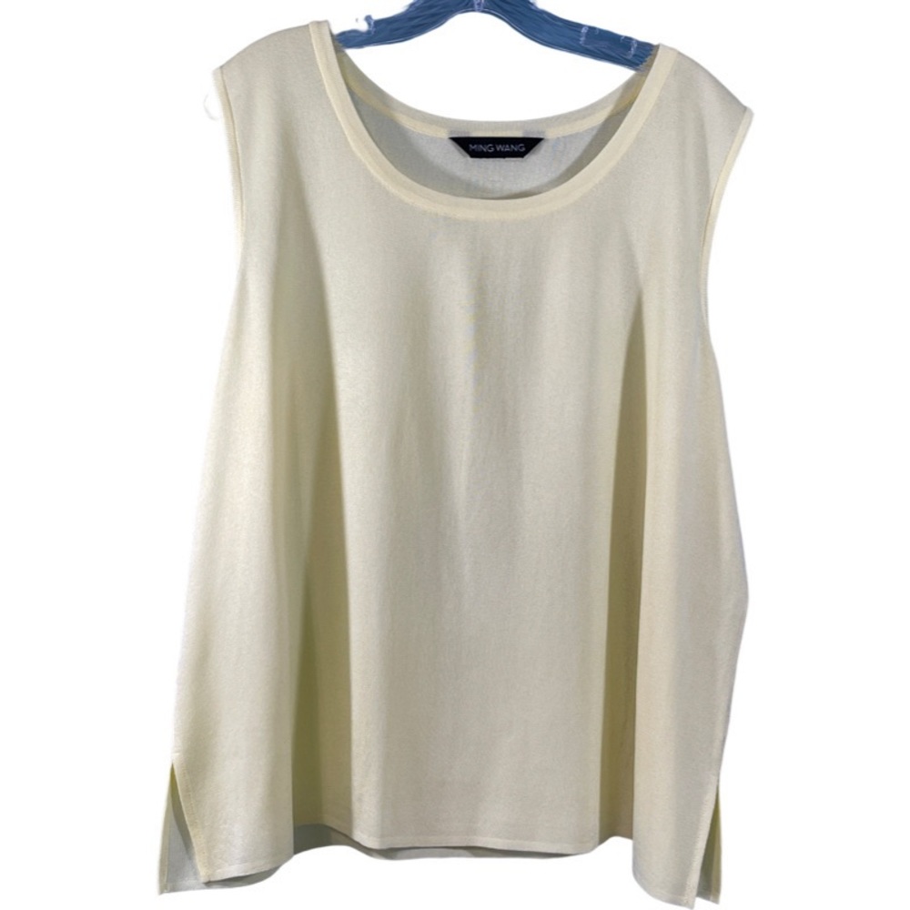 Ming Wang Timeless Mid Length Sccop Neck Sleeveless Tank Top Yellow 1X - Picture 2 of 7